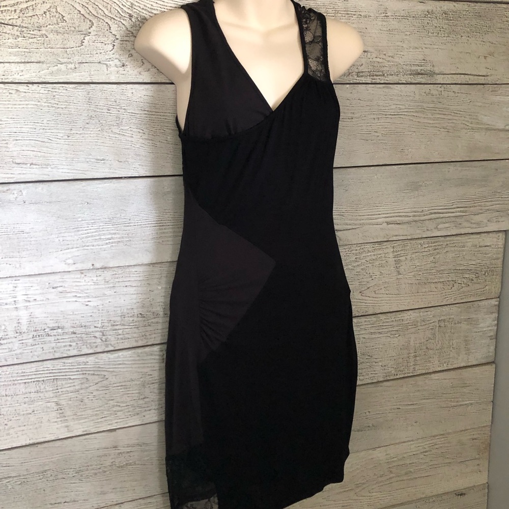 Ella Moss Funky Bodycon Black Lace Inset Sleeveless Dress Size M
